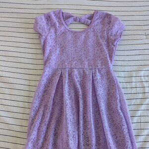 Girls lilac purple floral lace skater style dress, size 10